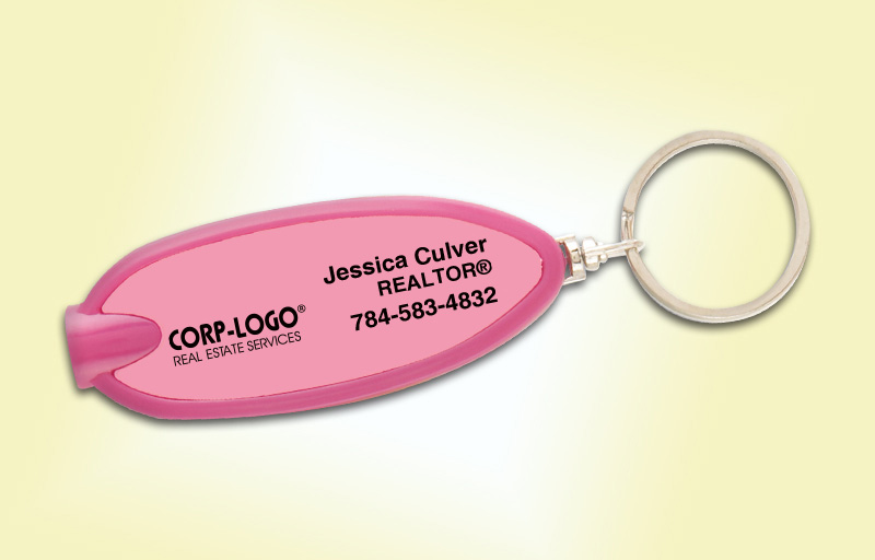 Crye-Leike Realtors Real Estate Oval Flashlight Key Tag - Crye-Leike Realtors personalized realtor flashlight key chain promotional products | BestPrintBuy.com