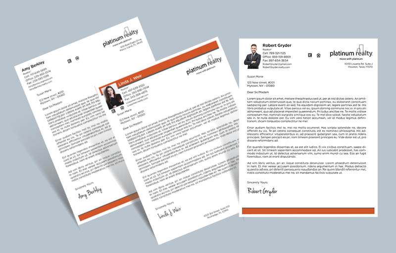 Platinum Realty Real Estate Letterheads - Custom Letterhead Stationery for Realtors | BestPrintBuy.com