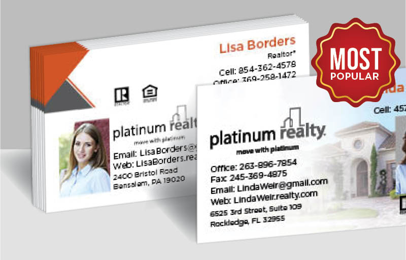 Platinum Realty Real Estate Standard Business Cards - Standard & Rounded Corner Business Cards for Realtors | BestPrintBuy.com