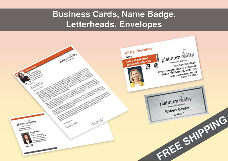 Platinum Realty Real Estate Bronze Agent Package - Platinum Realty approved vendor personalized business cards, letterhead, envelopes and note cards | BestPrintBuy.com