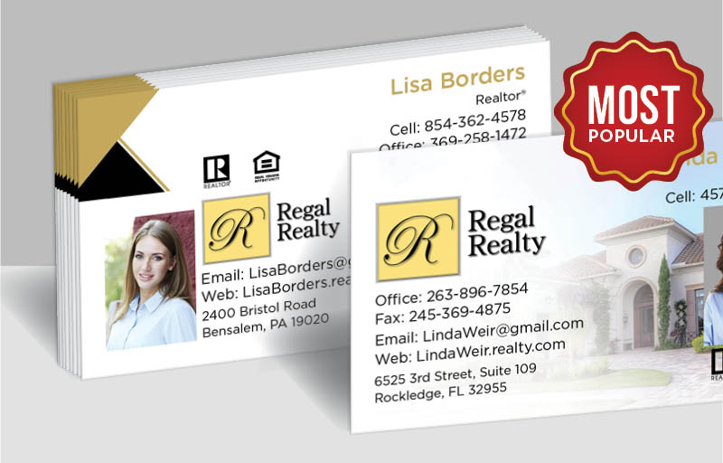 Regal Realty Real Estate Standard Business Cards - Standard & Rounded Corner Business Cards for Realtors | BestPrintBuy.com