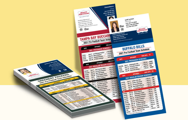 Realty Executives Real Estate Business Card Magnet Football Schedules - REI  personalized magnetic football schedules | BestPrintBuy.com