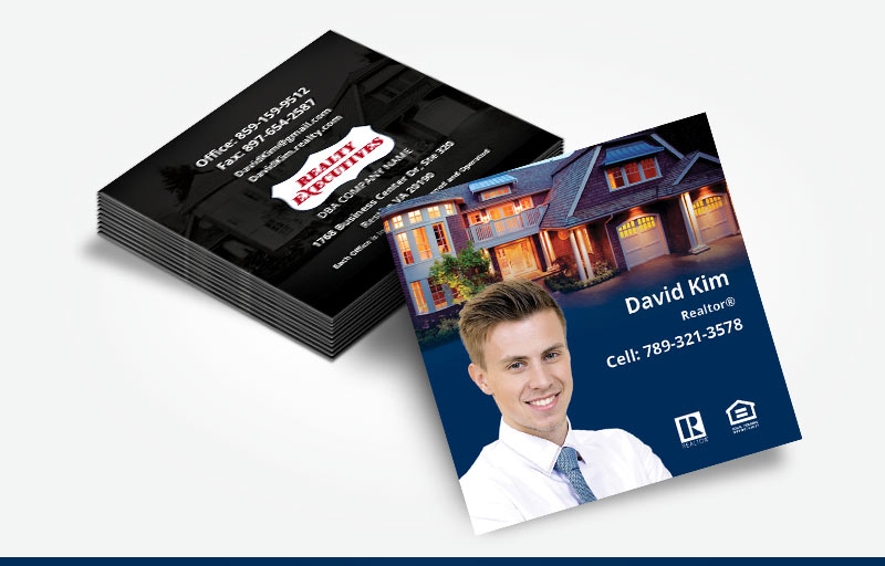 Realty Executives Real Estate Matching Two-Sided Square Business Cards - Realty Executives - Modern, Unique Business Cards for Realtors | BestPrintBuy.com