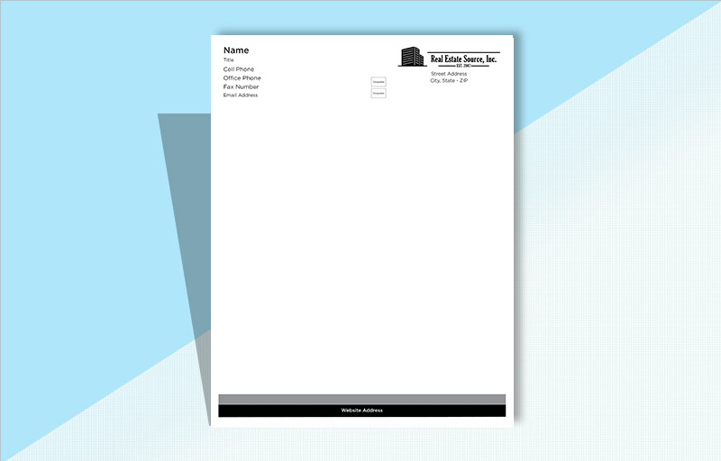 Real Estate Source Inc Real Estate Letterheads - Custom Letterhead Stationery for Realtors | BestPrintBuy.com