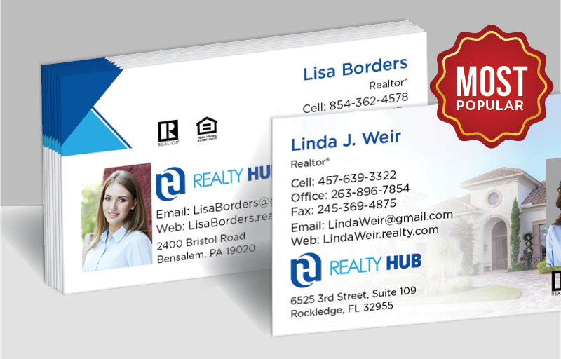 Realty Hub Real Estate Standard Business Cards - Standard & Rounded Corner Business Cards for Realtors | BestPrintBuy.com