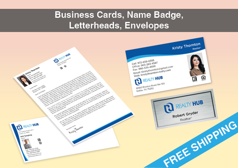 Realty Hub Real Estate Bronze Agent Package - Realty Hub approved vendor personalized business cards, letterhead, envelopes and note cards | BestPrintBuy.com