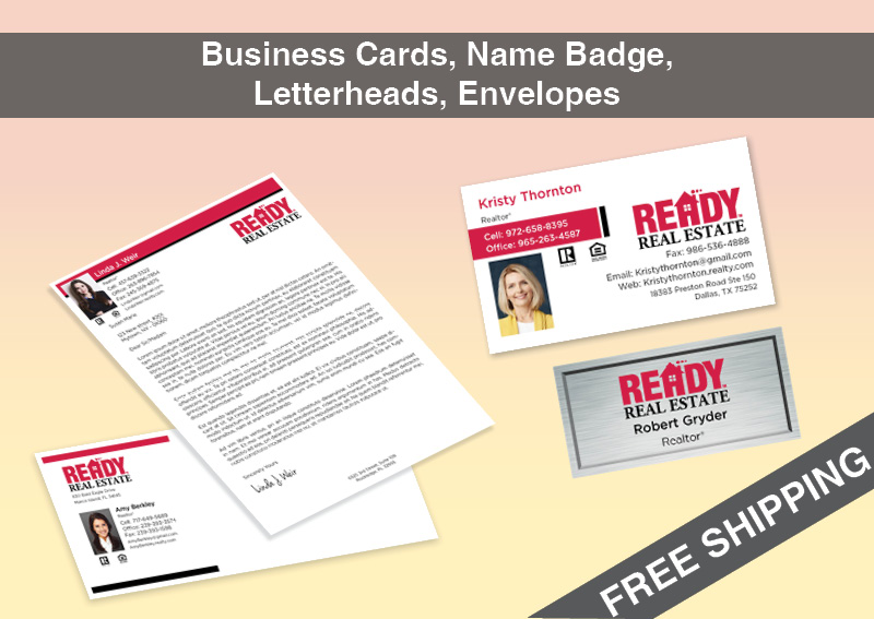 Ready Real Estate Real Estate Bronze Agent Package - Ready Real Estate approved vendor personalized business cards, letterhead, envelopes and note cards | BestPrintBuy.com