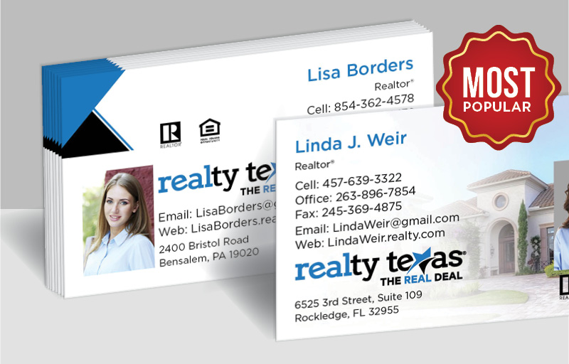 Realty Texas Real Estate Standard Business Cards - Standard & Rounded Corner Business Cards for Realtors | BestPrintBuy.com