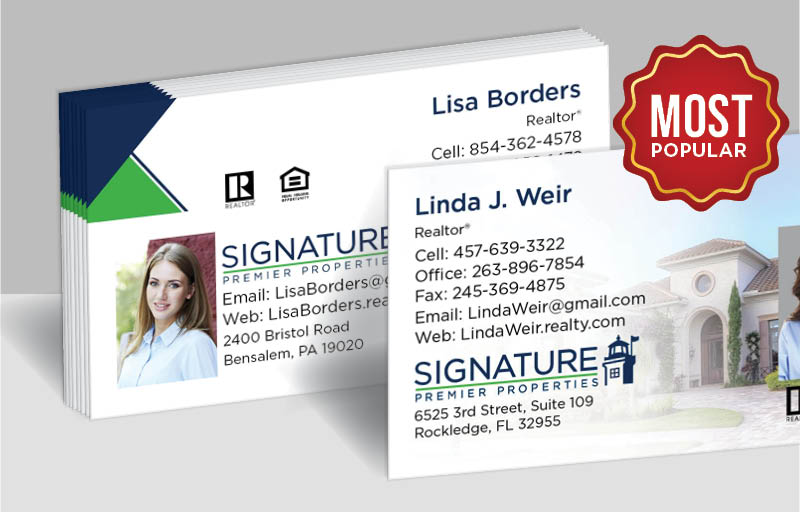 Signature Premier Properties Real Estate Standard Business Cards - Standard & Rounded Corner Business Cards for Realtors | BestPrintBuy.com