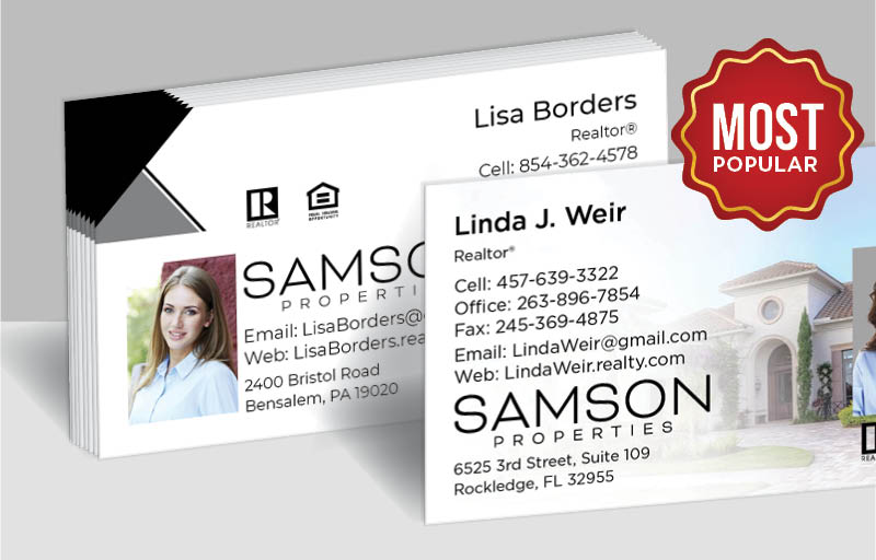 Samson Properties Real Estate Standard Business Cards - Standard & Rounded Corner Business Cards for Realtors | BestPrintBuy.com