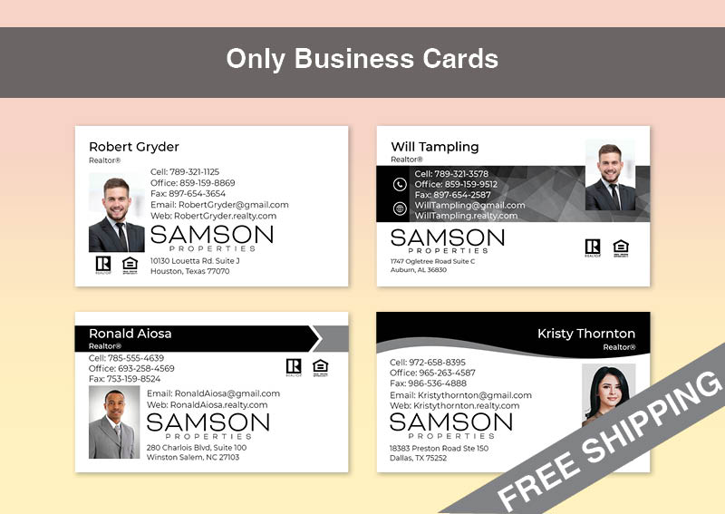 Samson Properties Real Estate Gold Agent Package - Samson Properties approved vendor personalized business cards, letterhead, envelopes and note cards | BestPrintBuy.com