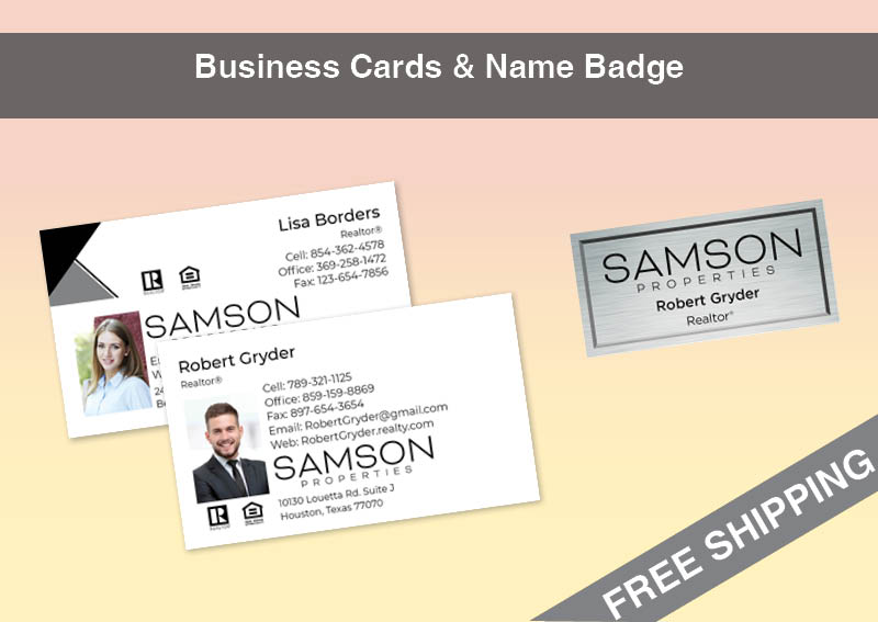 Samson Properties Real Estate Silver Agent Package - Samson Properties approved vendor personalized business cards, letterhead, envelopes and note cards | BestPrintBuy.com