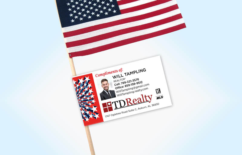 TDRealty American Flag Label Riders | BestPrintBuy.com