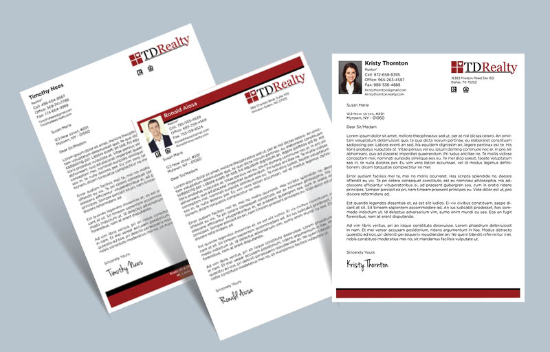 TDRealty Real Estate Letterheads - Custom Letterhead Stationery for Realtors | BestPrintBuy.com