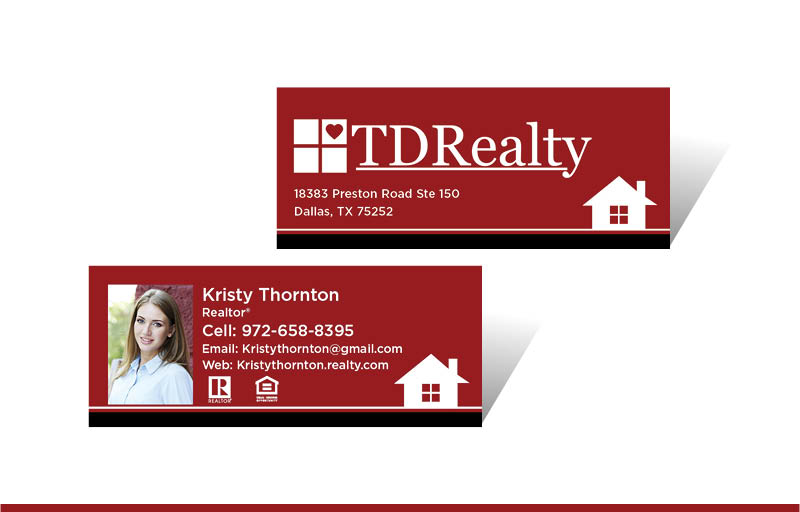 TDRealty Real Estate Matching Two Sided Mini Business Cards - TDRealty - Slim, Half Size Business Cards for Realtors | BestPrintBuy.com