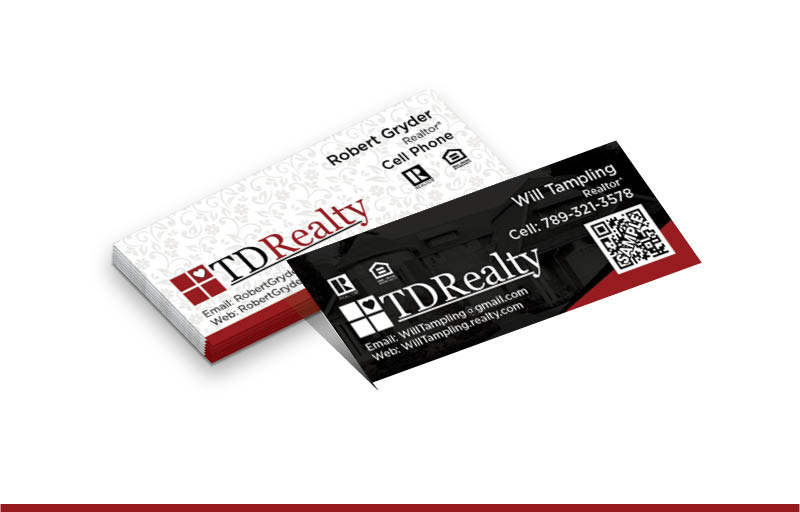 TDRealty Real Estate Mini Business Cards Without Photo - TDRealty - Slim, Half Size Business Cards for Realtors | BestPrintBuy.com