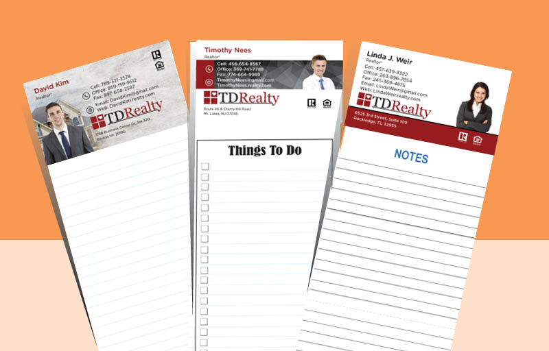 TDRealty Silhouette Notepads - TDRealty approved vendor personalized realtor marketing materials | BestPrintBuy.com