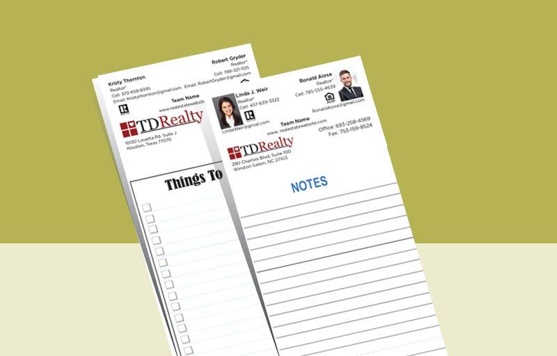 TDRealty Team Notepads - TDRealty approved vendor personalized realtor marketing materials | BestPrintBuy.com