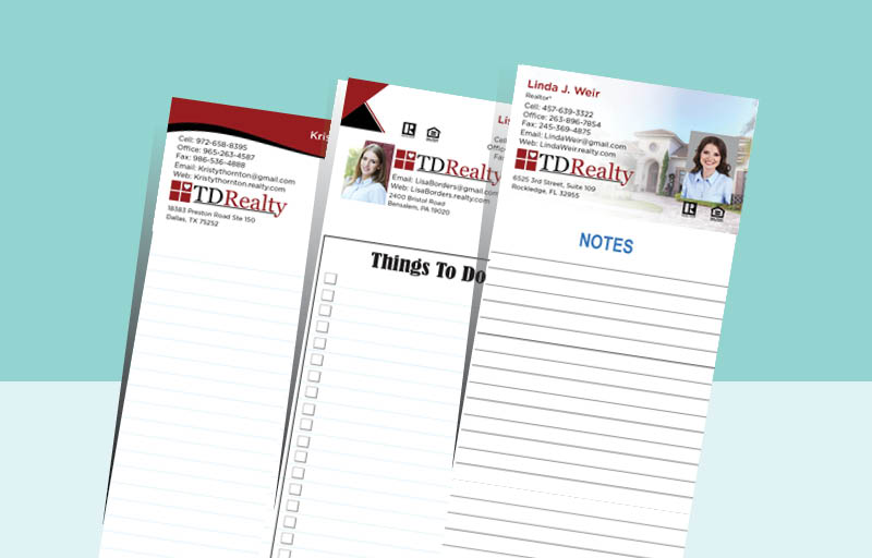 TDRealty Notepads With Photo - TDRealty approved vendor personalized realtor marketing materials | BestPrintBuy.com