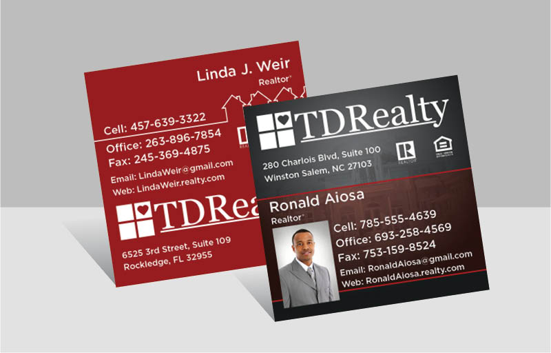 TDRealty Real Estate Square Business Cards - Modern Business Cards for Realtors | BestPrintBuy.com