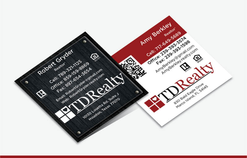 TDRealty Real Estate Square Business Cards Without Photo - TDRealty - Modern, Unique Business Cards for Realtors | BestPrintBuy.com