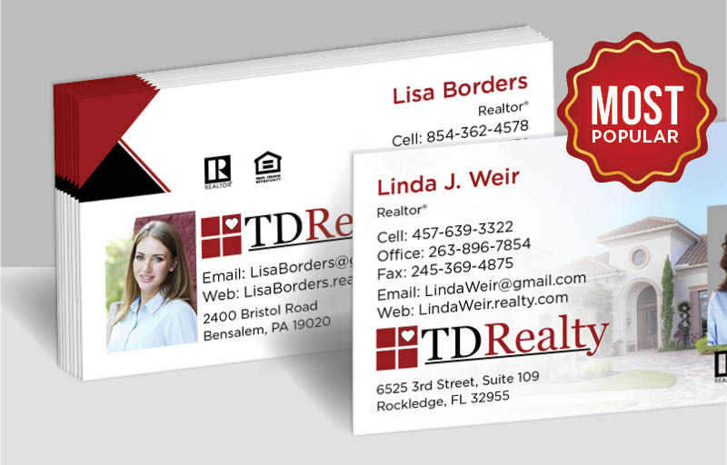 TDRealty Real Estate Standard Business Cards - Standard & Rounded Corner Business Cards for Realtors | BestPrintBuy.com