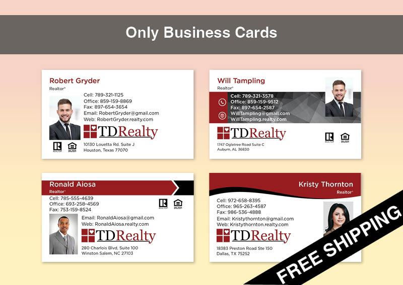 TDRealty Real Estate Gold Agent Package - TDRealty approved vendor personalized business cards, letterhead, envelopes and note cards | BestPrintBuy.com