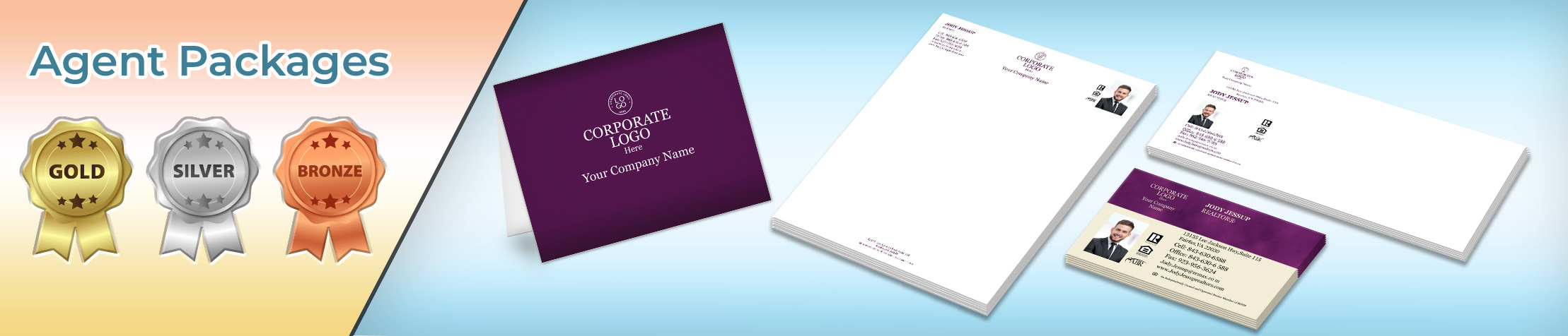 Berkshire Hathaway Real Estate Gold, Silver and Bronze Agent Packages - Berkshire Hathaway personalized business cards, letterhead, envelopes and note cards | BestPrintBuy.com