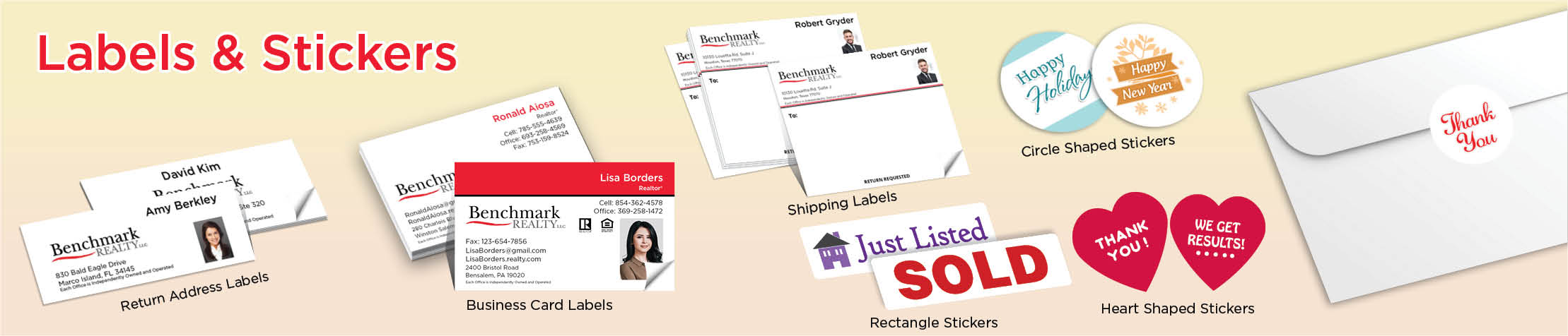 Benchmark Realty Real Estate Labels and Stickers - MHRS business card labels, return address labels, shipping labels, and assorted stickers | BestPrintBuy.com