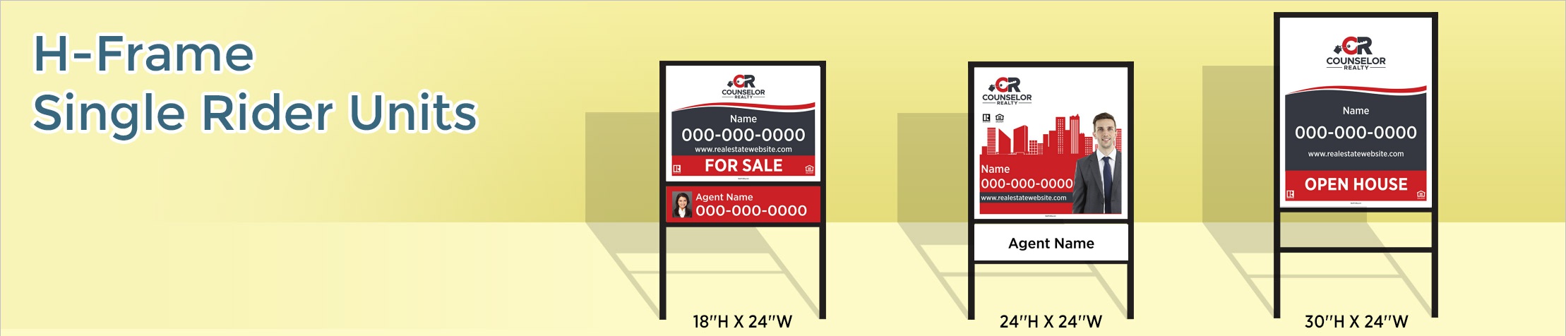 Counselor Realty Real Estate H-Frame Single Rider Units - real estate signs | BestPrintBuy.com