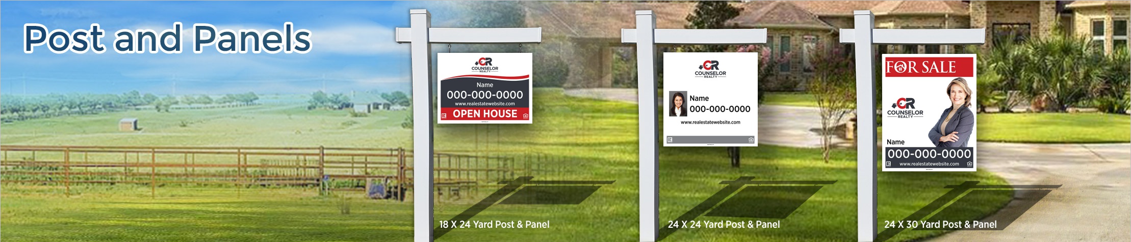 Counselor Realty Real Estate H-Frame Single Rider Units - KW approved vendor real estate signs | BestPrintBuy.com