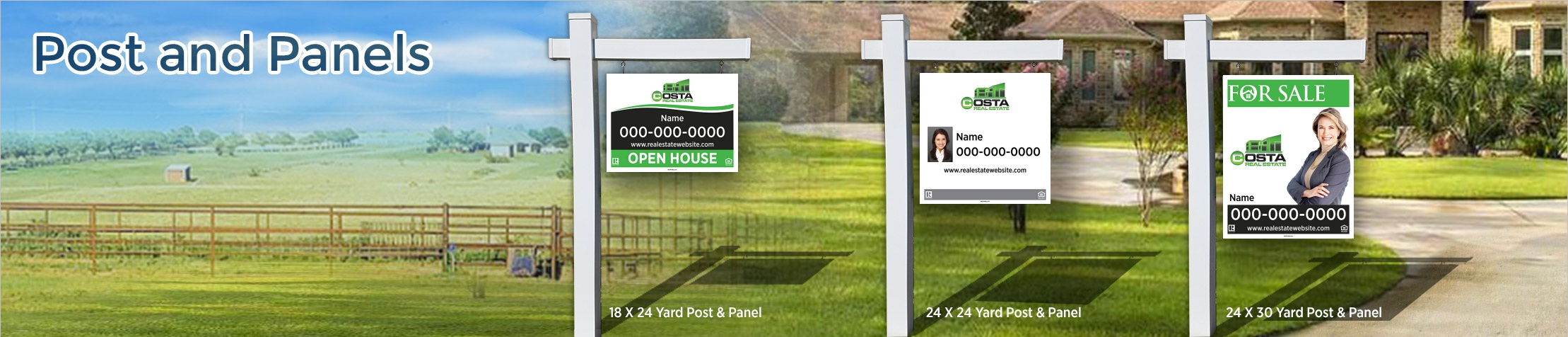 Costa Real Estate Post and Panel - RESI approved vendor real estate signs | BestPrintBuy.com