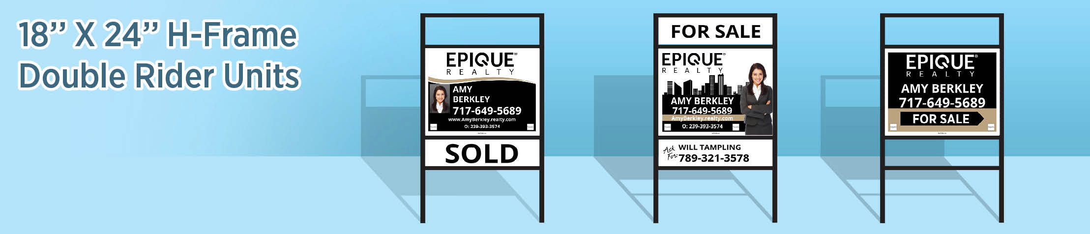 Epique Realty Real Estate H-Frame Double Rider Units - RAS approved vendor real estate signs | BestPrintBuy.com