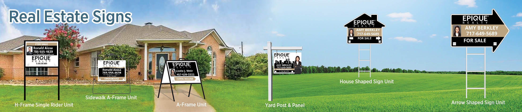 Epique Realty Real Estate Signs - RAS approved vendor real estate signs - H-Frame Units, Directional Signs, A-Frame Units, Yard Post and Panel | BestPrintBuy.com