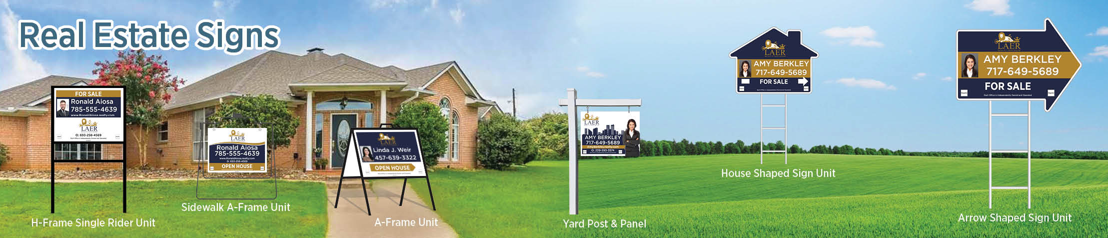 LAER Realty Partners Real Estate Signs - LRP approved vendor real estate signs - H-Frame Units, Directional Signs, A-Frame Units, Yard Post and Panel | BestPrintBuy.com