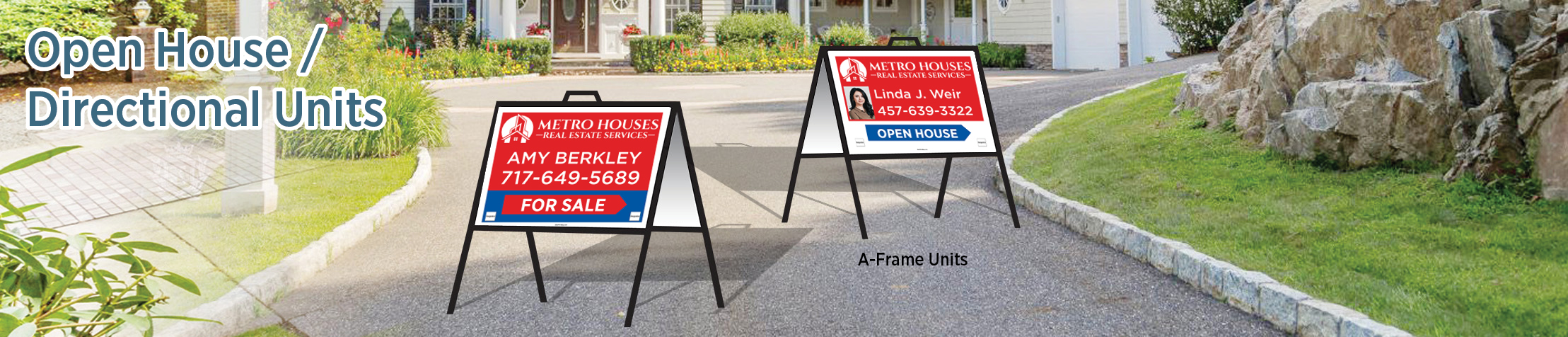 Metro Houses Real Estate Services Real Estate Open House/Directional Units - directional real estate signs | BestPrintBuy.com