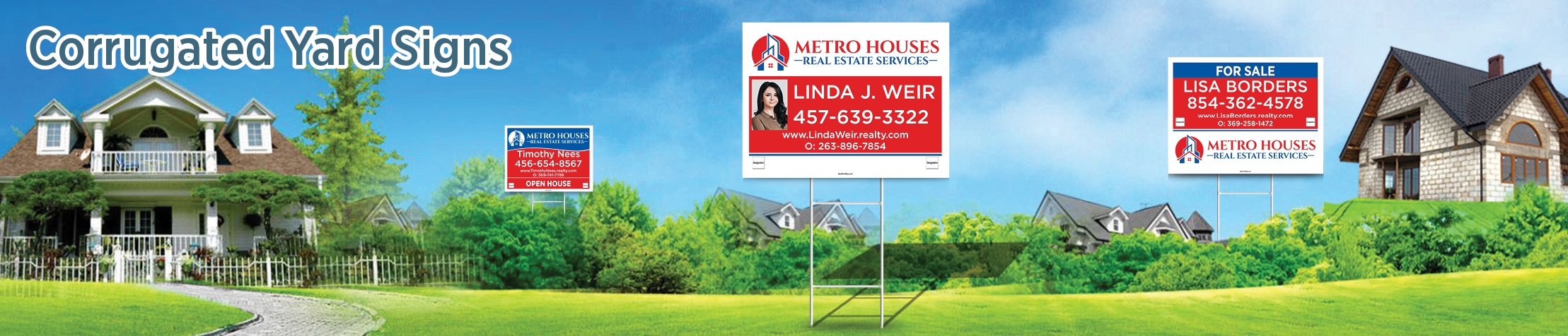 Metro Houses Real Estate Services Real Estate Corrugated Yard Signs - MHRS approved vendor real estate signs | BestPrintBuy.com