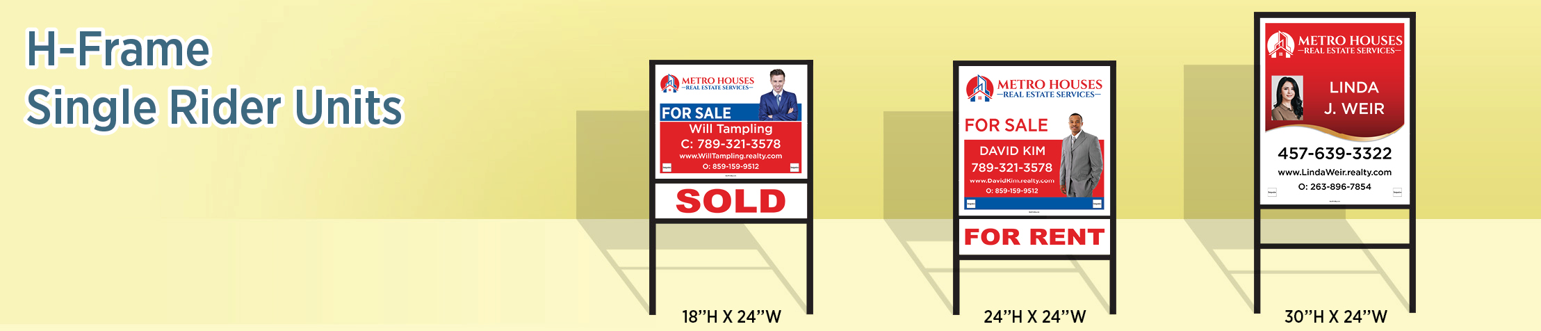 Metro Houses Real Estate Services Real Estate H-Frame Single Rider Units - real estate signs | BestPrintBuy.com