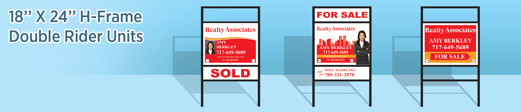 Realty Associates Real Estate H-Frame Double Rider Units - RAS approved vendor real estate signs | BestPrintBuy.com