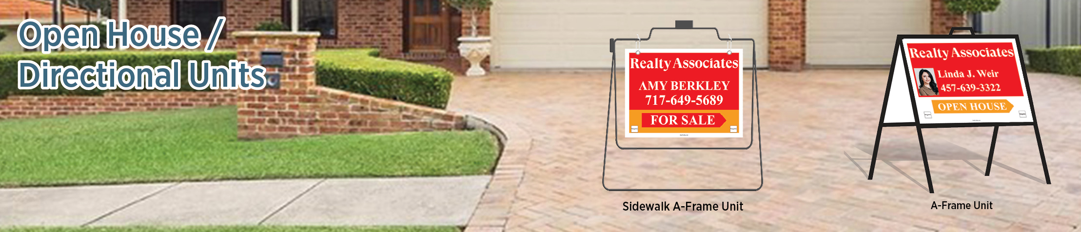 Realty Associates Real Estate Open House/Directional Units - RAS approved vendor real estate Sidewalk A-Frame signs | BestPrintBuy.com