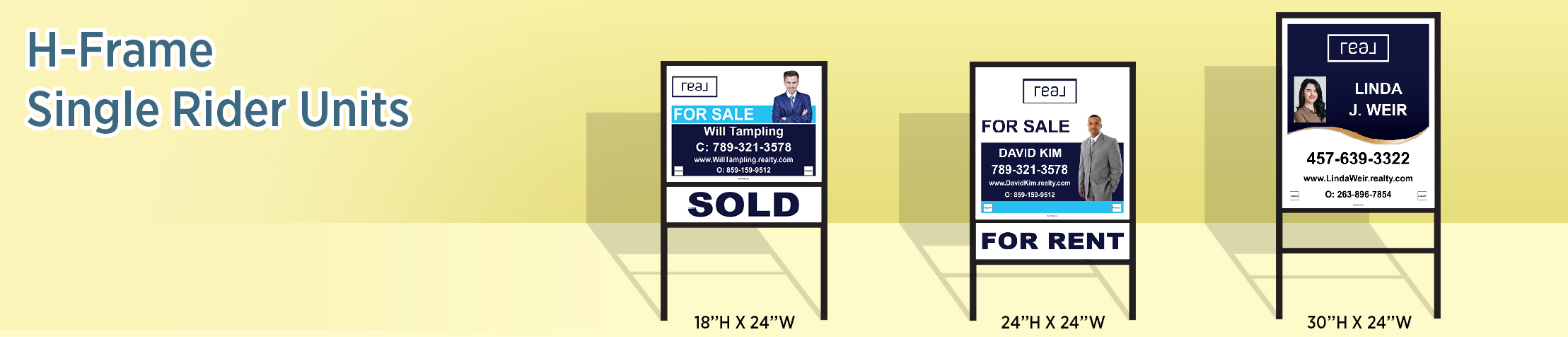 Real Real Estate H-Frame Single Rider Units - RAS approved vendor real estate signs | BestPrintBuy.com