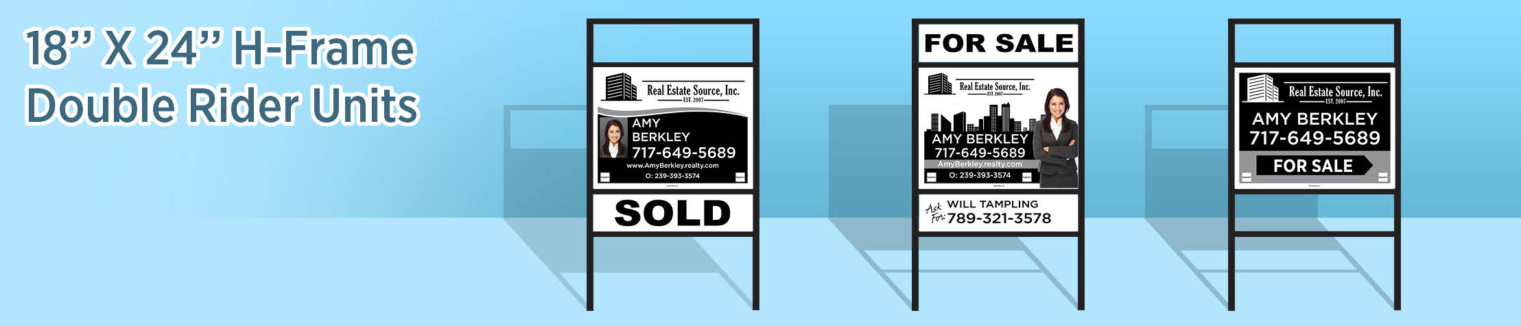 Real Estate Source Inc Real Estate H-Frame Double Rider Units - RAS approved vendor real estate signs | BestPrintBuy.com