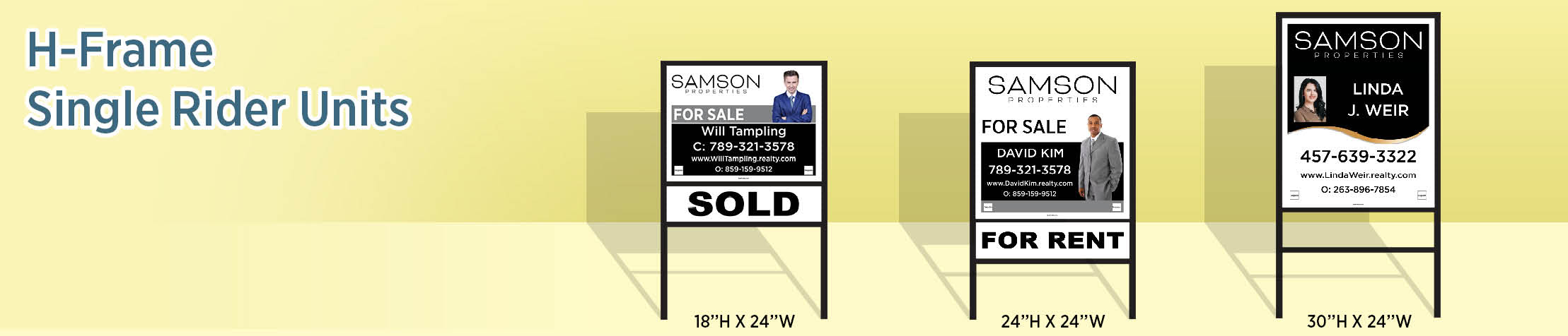 Samson Properties Real Estate H-Frame Single Rider Units - SP approved vendor real estate signs | BestPrintBuy.com