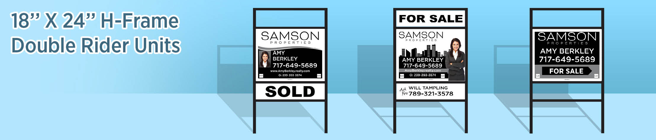 Samson Properties Real Estate H-Frame Double Rider Units - SP approved vendor real estate signs | BestPrintBuy.com