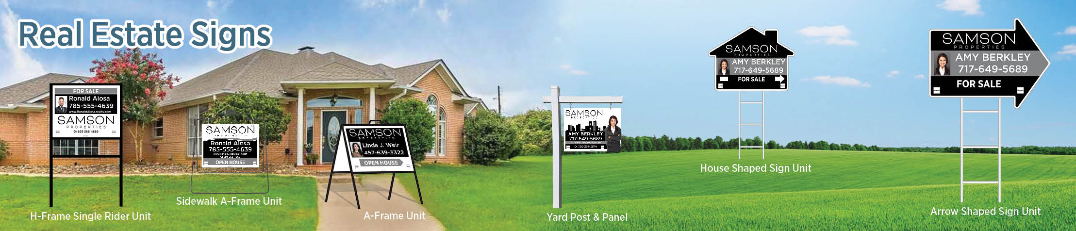 Samson Properties Real Estate Signs - SP approved vendor real estate signs - H-Frame Units, Directional Signs, A-Frame Units, Yard Post and Panel | BestPrintBuy.com