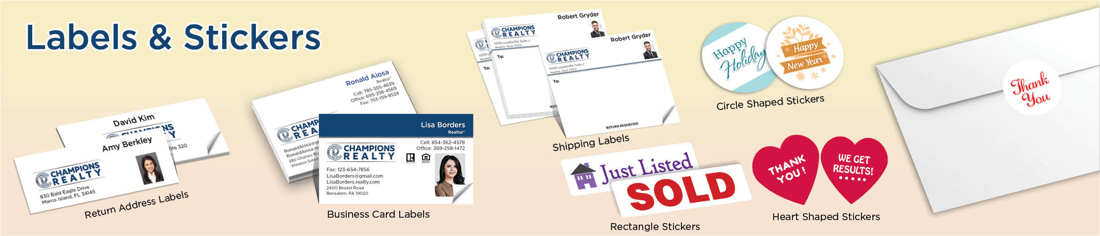 Champions Realty Real Estate Labels and Stickers - MHRS business card labels, return address labels, shipping labels, and assorted stickers | BestPrintBuy.com