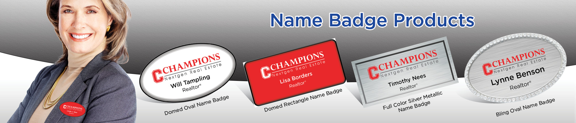 Champions Nextgen Real Estate Name Badge Products - Champions Nextgen Real Estate Name Tags for Realtors | BestPrintBuy.com