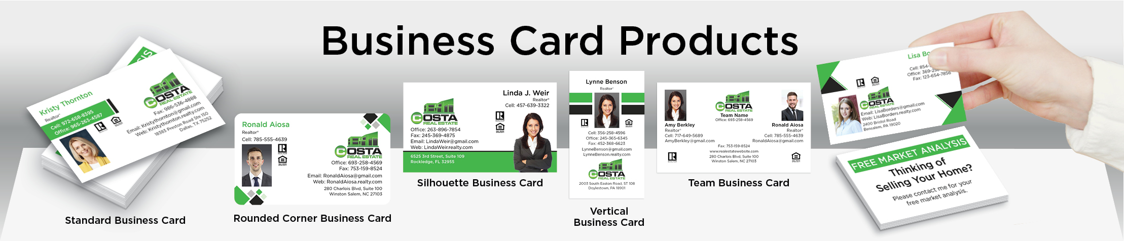 Costa Real Estate Business Card Products - Costa Real Estate  - Unique, Custom Business Cards Printed on Quality Stock with Creative Designs for Realtors | BestPrintBuy.com