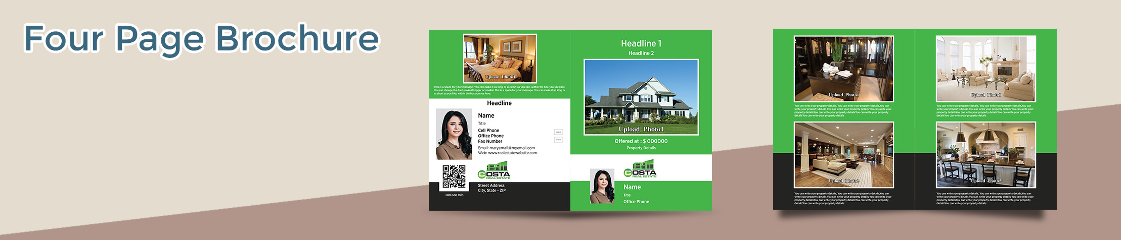  Real Estate Flyers and Brochures -  four page brochure templates for open houses and marketing | BestPrintBuy.com