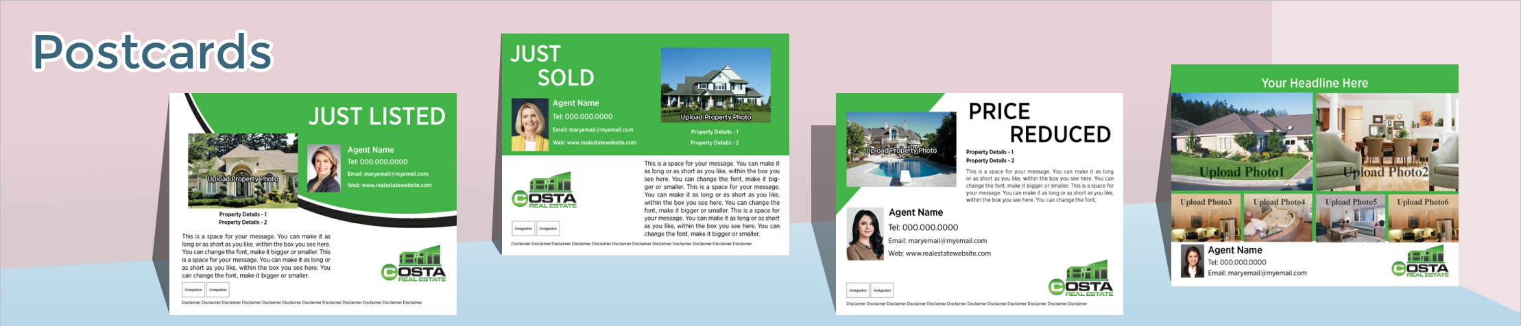 Costa Real Estate Postcards - Costa Real Estate postcard templates and direct mail postcard mailing services | BestPrintBuy.com